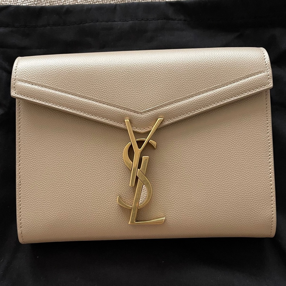 Yves Saint Laurent Tan Crossbody Bag with Gold Accents